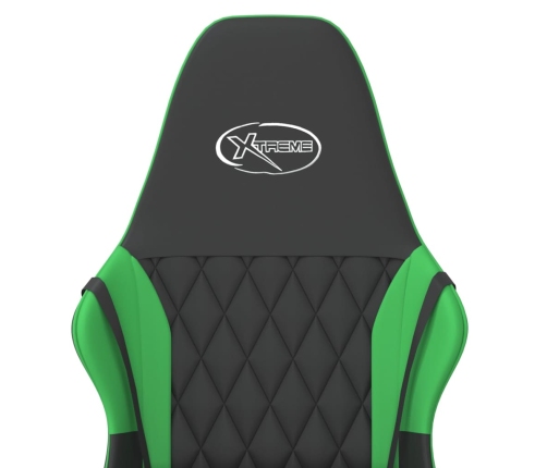 Silla gaming de masaje cuero sintético negro y verde