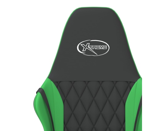 Silla gaming de masaje cuero sintético negro y verde