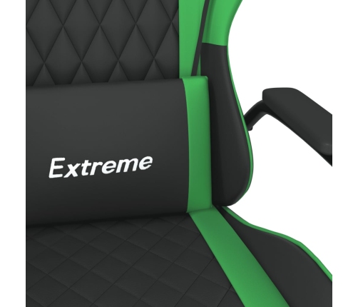 Silla gaming de masaje cuero sintético negro y verde