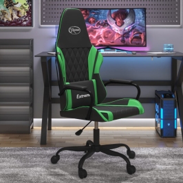 Silla gaming de masaje cuero sintético negro y verde