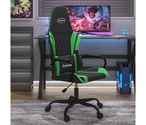 Silla gaming de masaje cuero sintético negro y verde