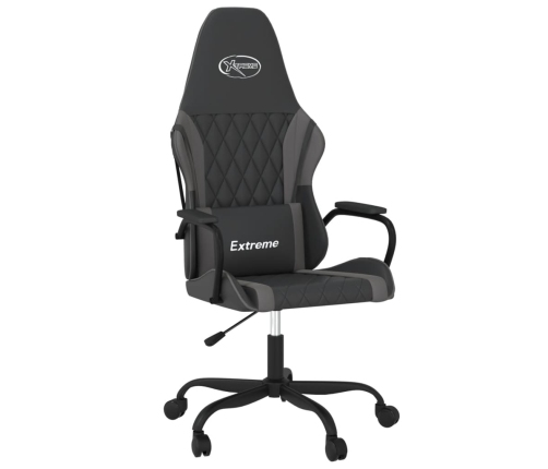 Silla gaming de masaje cuero sintético negro y gris