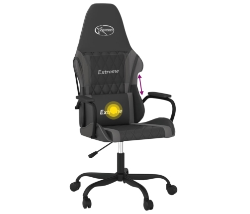 Silla gaming de masaje cuero sintético negro y gris