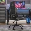 Silla gaming de masaje cuero sintético negro y gris