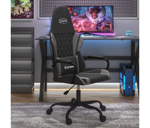 Silla gaming de masaje cuero sintético negro y gris