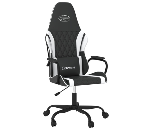 Silla gaming de masaje cuero sintético negro y blanco