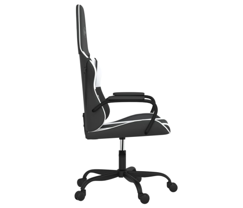 Silla gaming de masaje cuero sintético negro y blanco