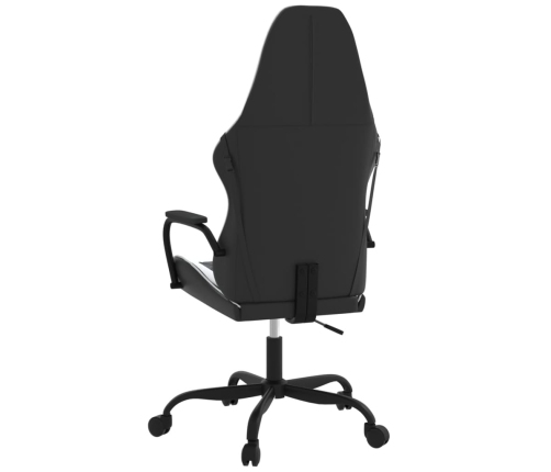 Silla gaming de masaje cuero sintético negro y blanco