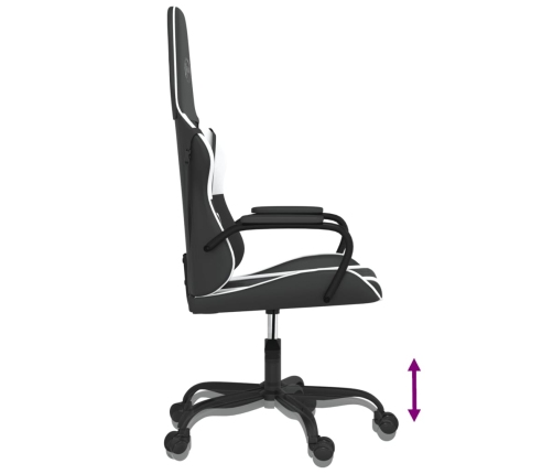 Silla gaming de masaje cuero sintético negro y blanco