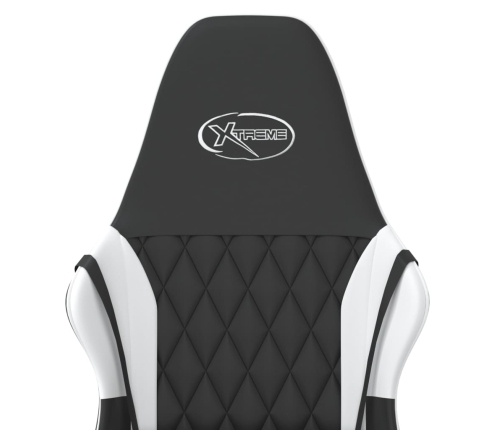 Silla gaming de masaje cuero sintético negro y blanco