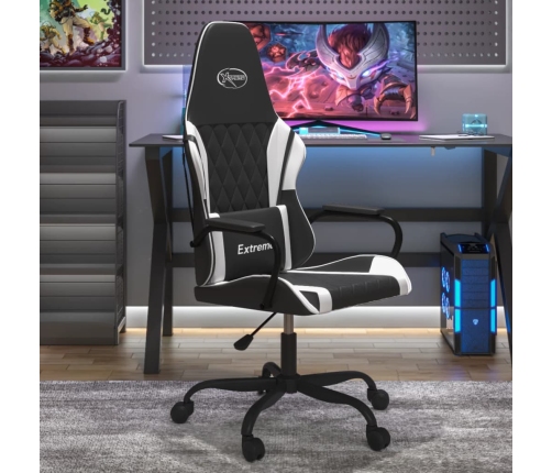 Silla gaming de masaje cuero sintético negro y blanco