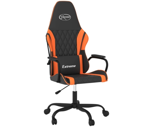 Silla gaming de masaje cuero sintético negro y naranja