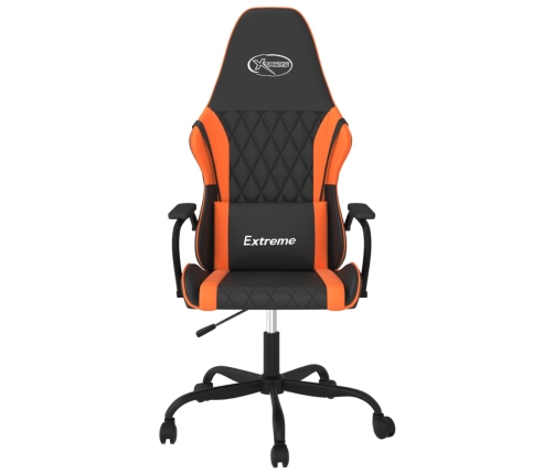 Silla gaming de masaje cuero sintético negro y naranja