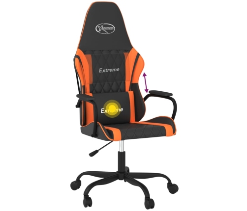 Silla gaming de masaje cuero sintético negro y naranja