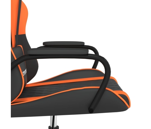 Silla gaming de masaje cuero sintético negro y naranja