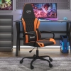 Silla gaming de masaje cuero sintético negro y naranja