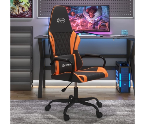 Silla gaming de masaje cuero sintético negro y naranja