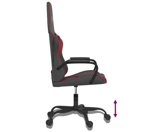 Silla gaming de masaje cuero sintético negro y rojo vino tinto