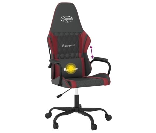 Silla gaming de masaje cuero sintético negro y rojo vino tinto