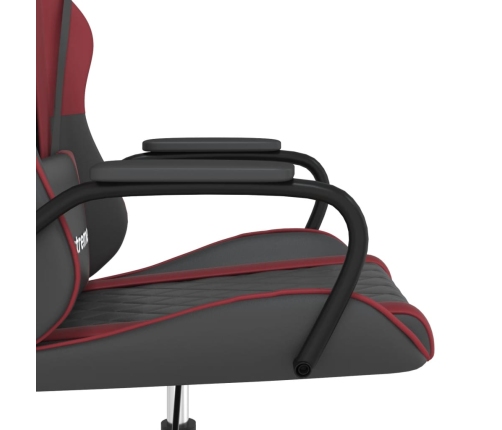 Silla gaming de masaje cuero sintético negro y rojo vino tinto