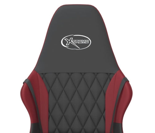 Silla gaming de masaje cuero sintético negro y rojo vino tinto