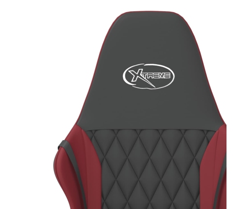 Silla gaming de masaje cuero sintético negro y rojo vino tinto