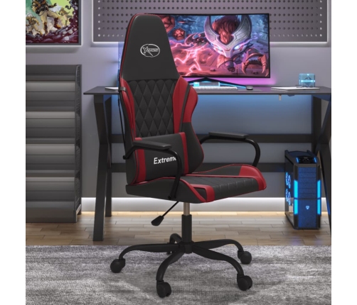 Silla gaming de masaje cuero sintético negro y rojo vino tinto