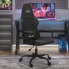 Silla gaming con masaje cuero sintético negro