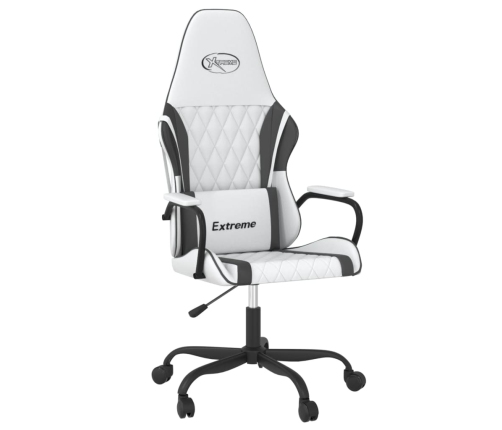 Silla gaming de masaje cuero sintético blanco y negro