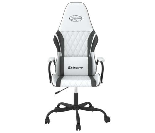 Silla gaming de masaje cuero sintético blanco y negro