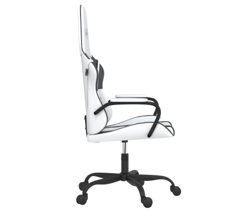 Silla gaming de masaje cuero sintético blanco y negro