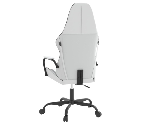 Silla gaming de masaje cuero sintético blanco y negro