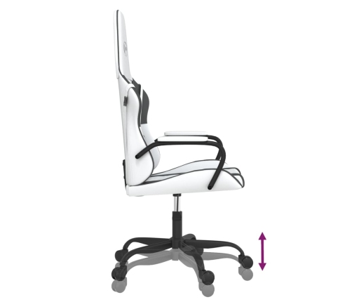 Silla gaming de masaje cuero sintético blanco y negro