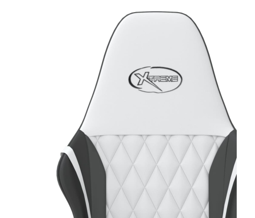 Silla gaming de masaje cuero sintético blanco y negro