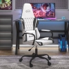 Silla gaming de masaje cuero sintético blanco y negro