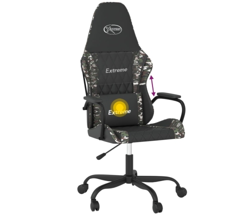 Silla gaming de masaje cuero sintético negro y camuflaje