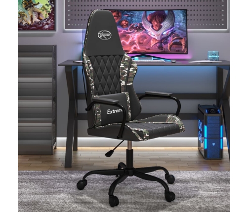 Silla gaming de masaje cuero sintético negro y camuflaje