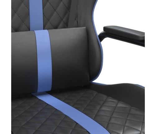 Silla gaming con masaje cuero sintético azul y negro