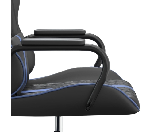 Silla gaming con masaje cuero sintético azul y negro