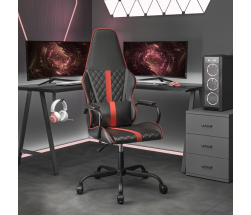 Silla gaming con masaje cuero sintético rojo y negro