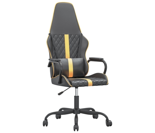 Silla gaming con masaje cuero sintético dorado y negro