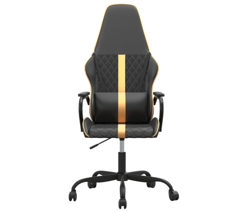 Silla gaming con masaje cuero sintético dorado y negro