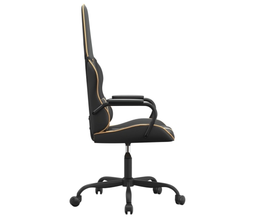 Silla gaming con masaje cuero sintético dorado y negro