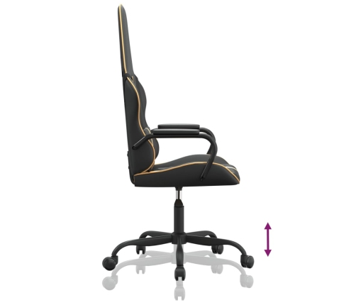 Silla gaming con masaje cuero sintético dorado y negro