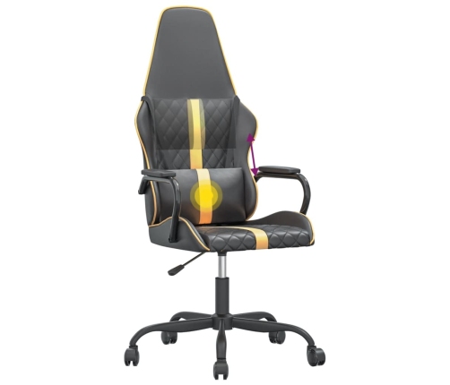 Silla gaming con masaje cuero sintético dorado y negro