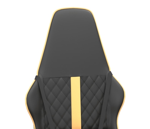 Silla gaming con masaje cuero sintético dorado y negro