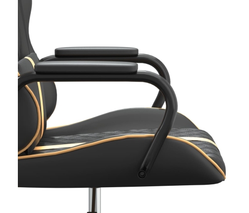 Silla gaming con masaje cuero sintético dorado y negro