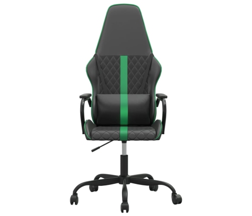 Silla gaming con masaje cuero sintético verde y negro