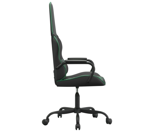 Silla gaming con masaje cuero sintético verde y negro