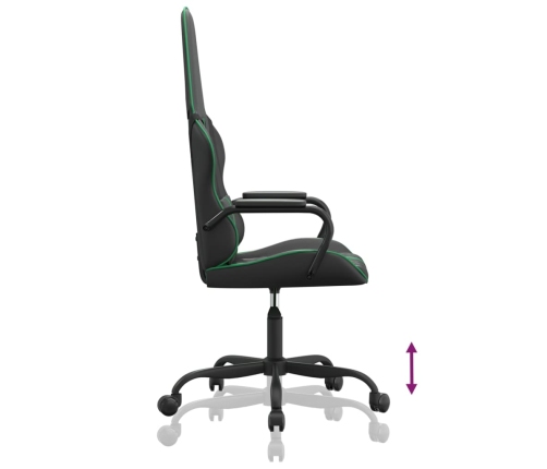 Silla gaming con masaje cuero sintético verde y negro